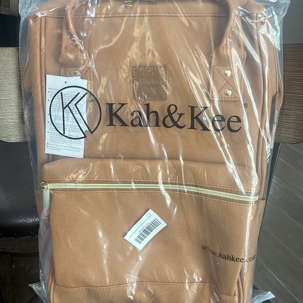 Kah&Kee Faux-Leather Backpack Diaper Bag with Laptop Compartment Travel School - Picture 3 of 3